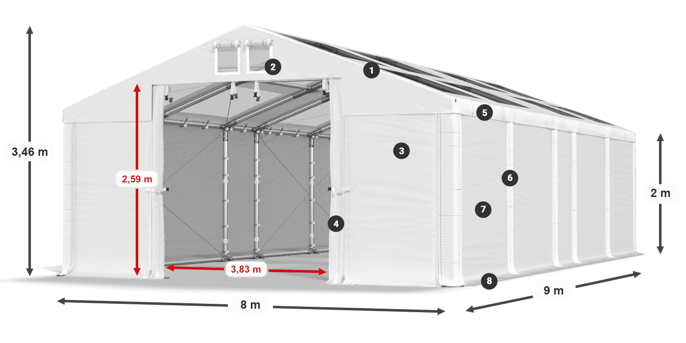 Krov: MS T 580 PVC Zidovi: FR 620 PVC Legenda od 2 m