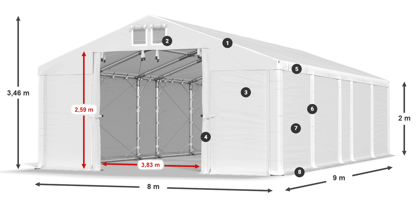 Krov: MS 580 PVC Zidovi: SD 500 PVC Legenda od 2 m
