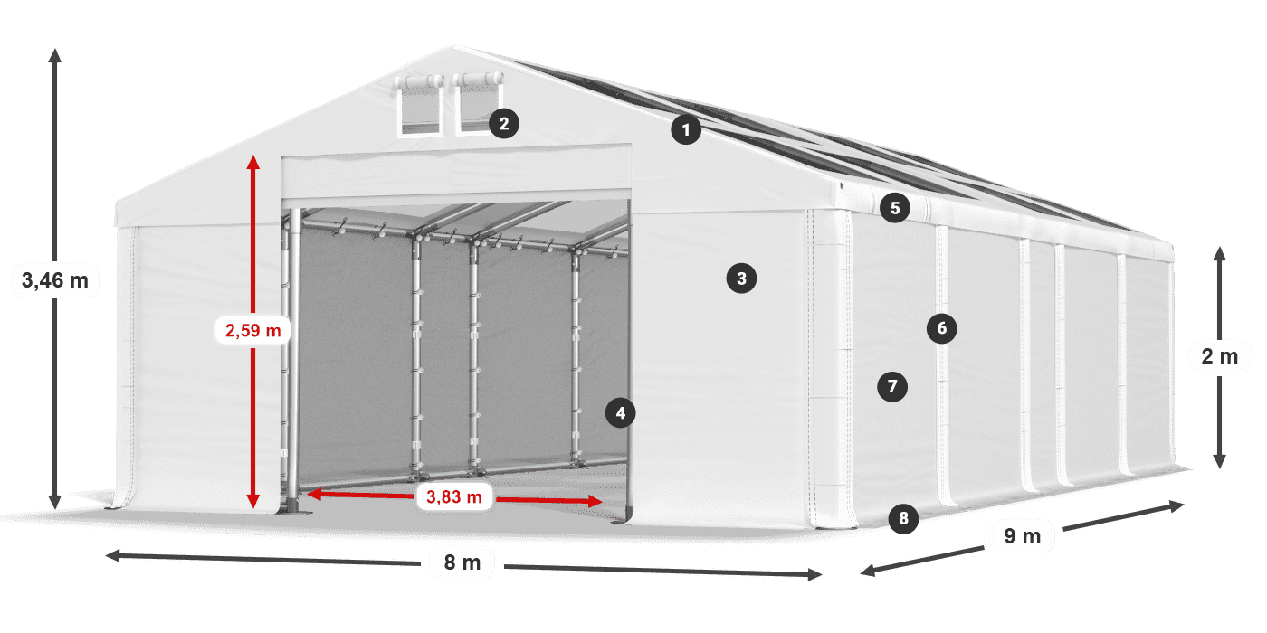 Krov: MS T 580 PVC Zidovi: SD 500 PVC Legenda od 2 m