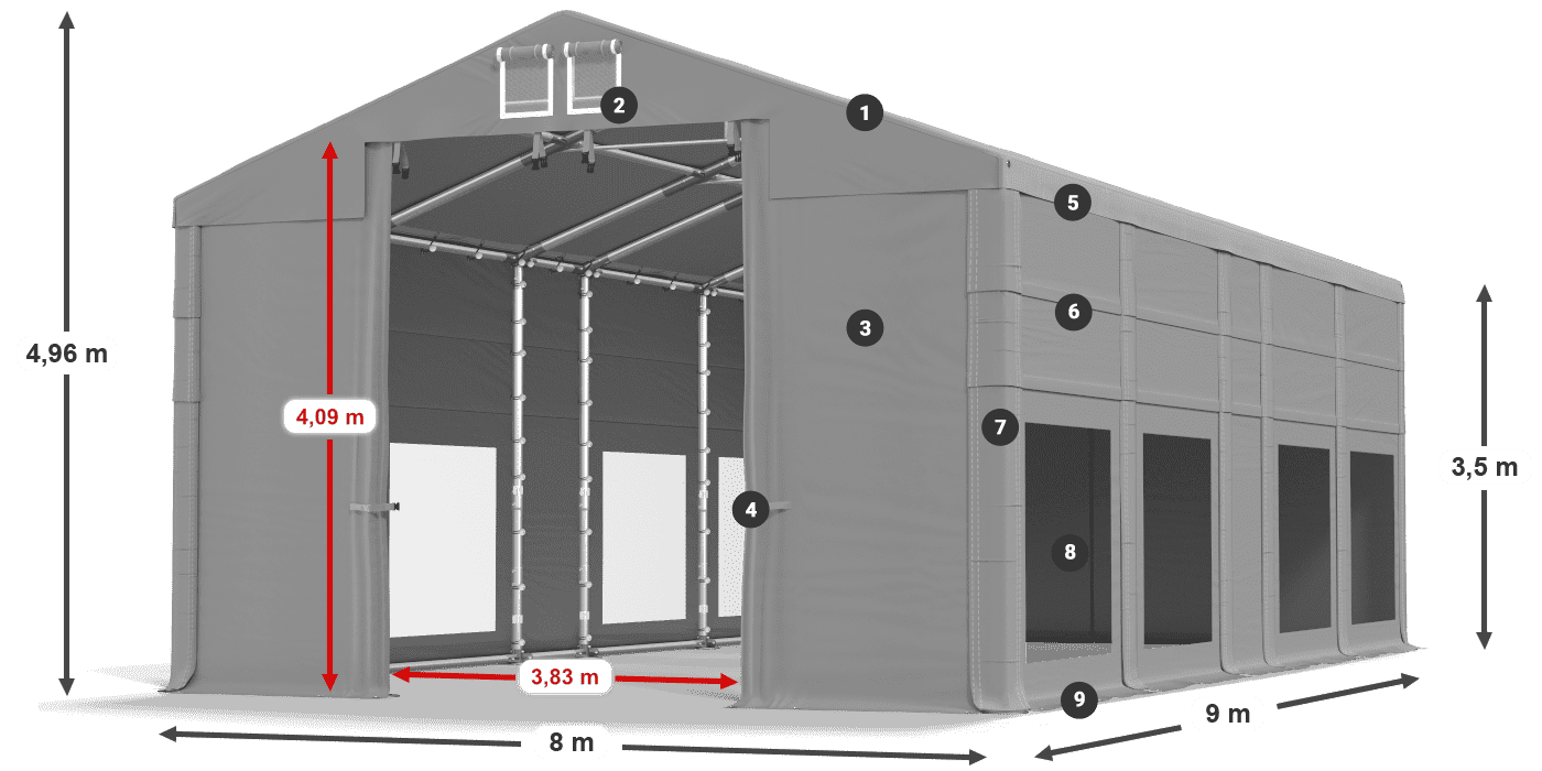Krov: FR 620 PVC Zidovi: MS 580 PVC 3,5 m legenda
