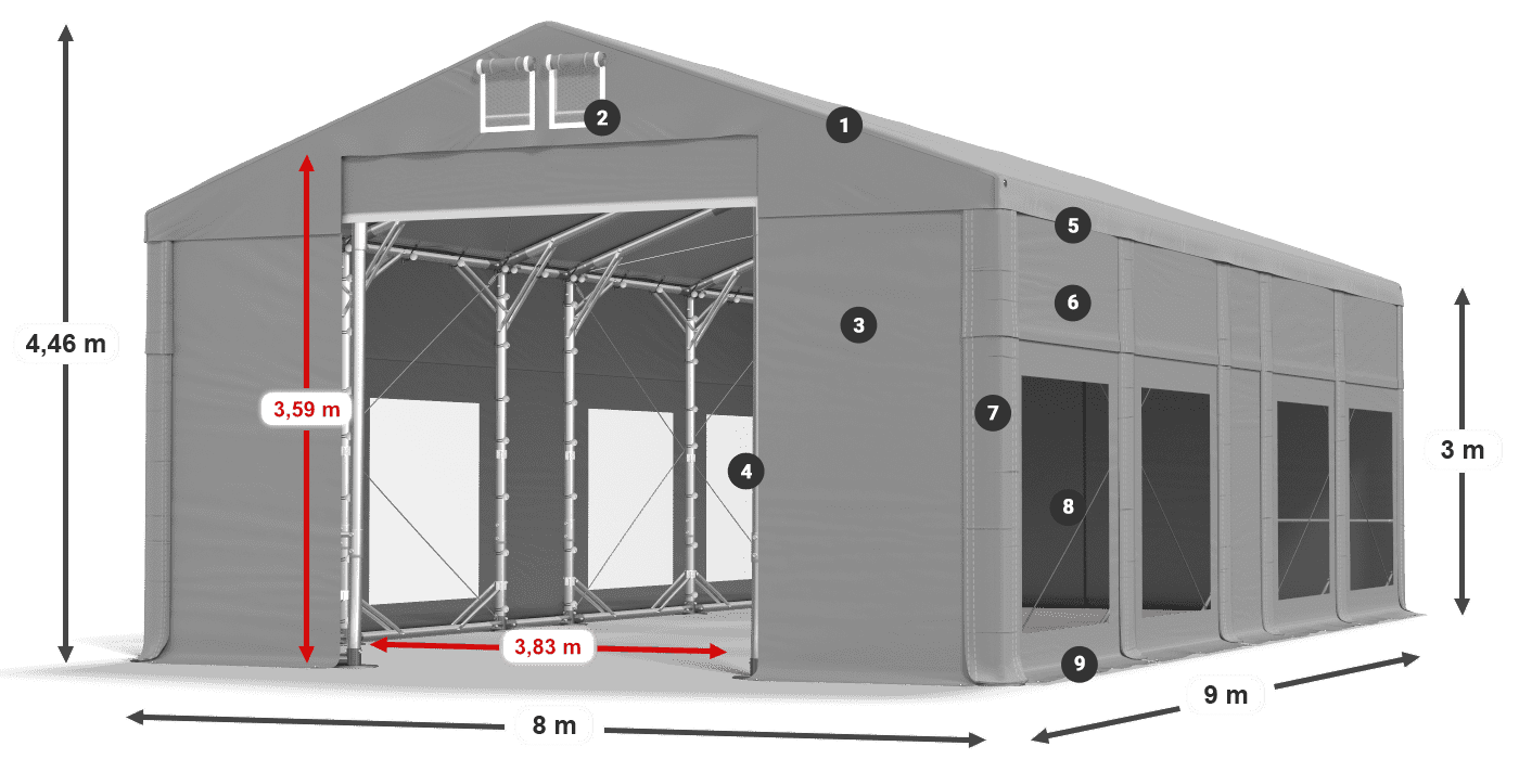 Krov: FR 620 PVC Zidovi: MS 580 PVC Legenda od 3 m