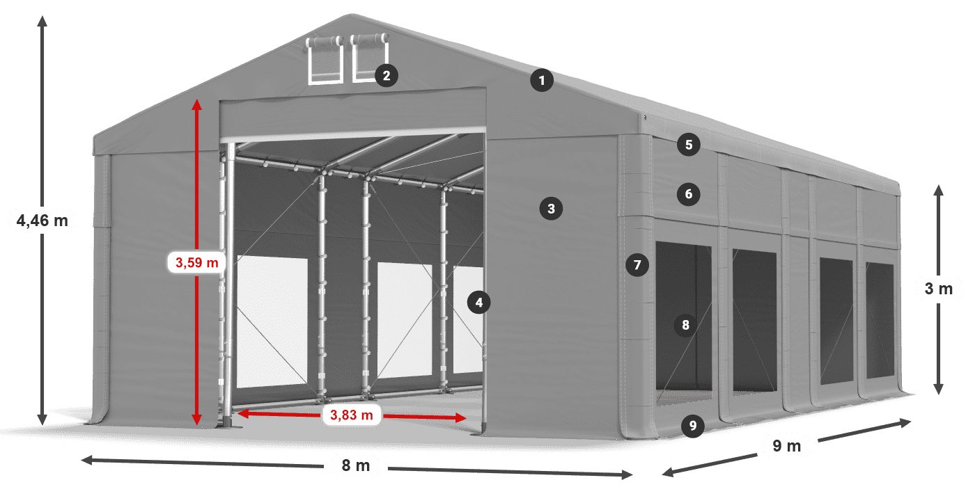 Krov: FR 620 PVC Zidovi: MS 580 PVC Legenda od 3 m