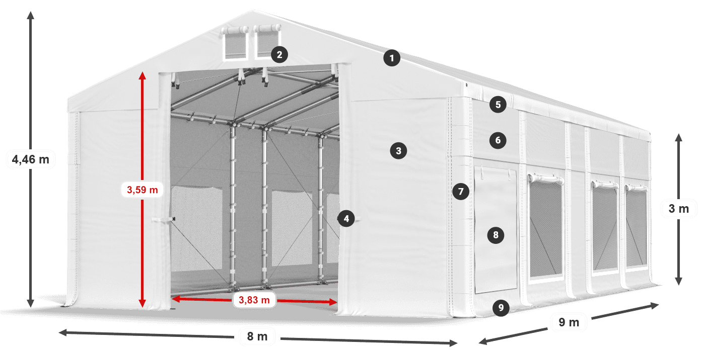 Krov: FR 620 PVC Zidovi: SD 500 PVC Legenda od 3 m