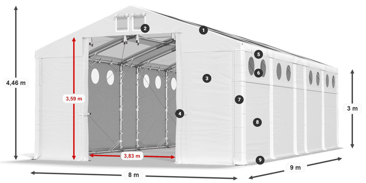 Krov: MS T 580 PVC Zidovi: FR O 620 PVC Legenda od 3 m